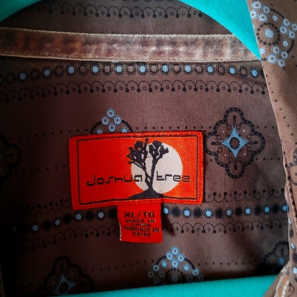 MEN'S LONG SLEEVE BROWN RETRO BUTTON UP SHIRT SIZE XL. - Picture 7 of 7